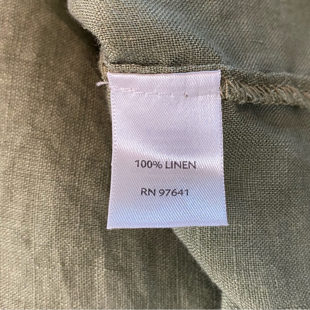 J. Jill Olive Linen Short Sleeve Button Down Top - Picture 7 of 7